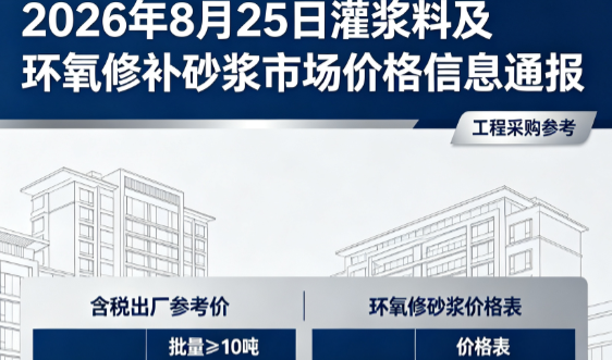 梨林镇2026年8月25日灌浆料及环氧修补砂浆市场价格信息通报